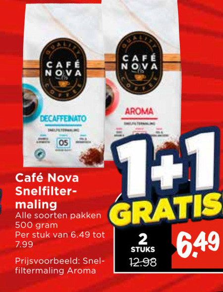 Cafe Nova   koffie folder aanbieding bij  Vomar - details