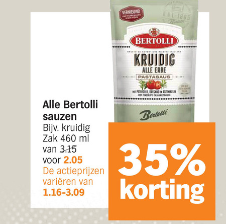 Bertolli   pastasaus folder aanbieding bij  Albert&nbsp;Heijn - details