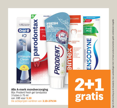 Prodent   mondverzorging, tandpasta folder aanbieding bij  Albert&nbsp;Heijn - details