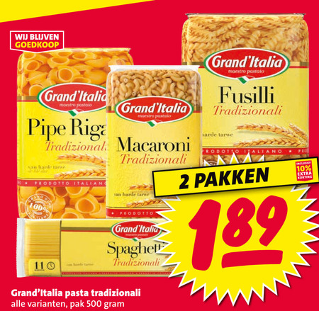 Grand Italia   pasta, fusilli folder aanbieding bij  Nettorama - details