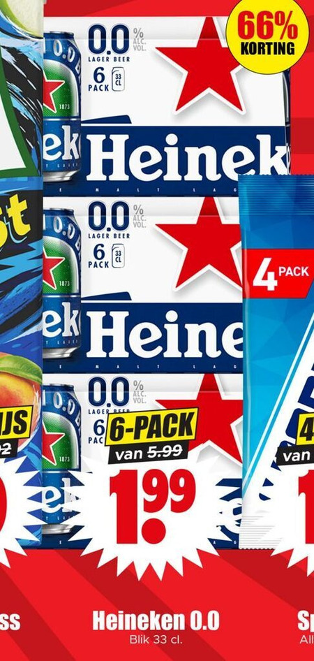 Heineken 0.0   blikje bier folder aanbieding bij  Dirk - details