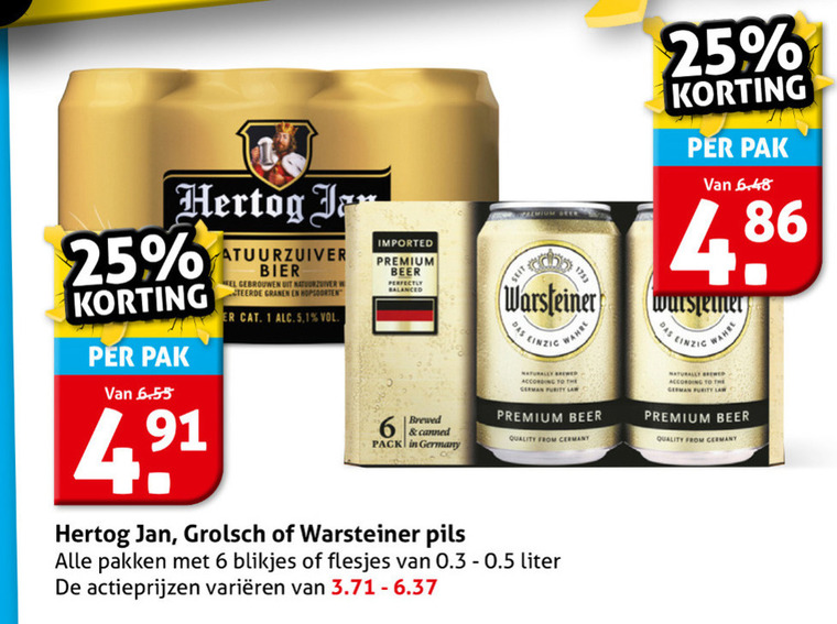 Grolsch   blikje bier folder aanbieding bij  Hoogvliet - details