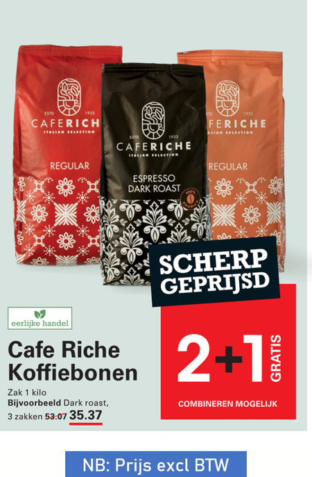 Cafe Riche   koffiebonen folder aanbieding bij  Sligro - details