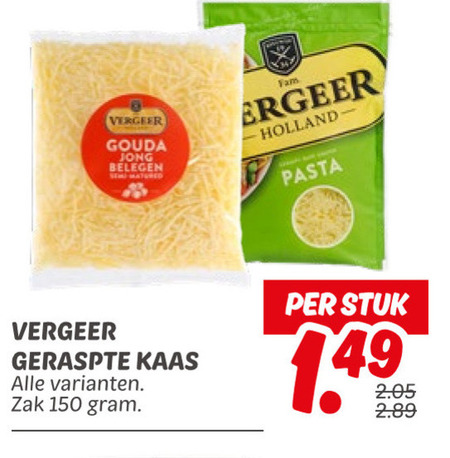 Vergeer   geraspte kaas folder aanbieding bij  Dekamarkt - details