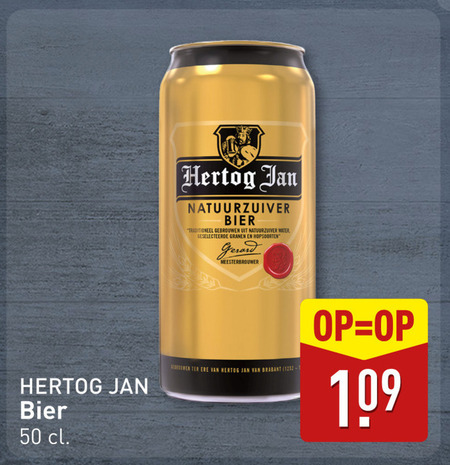 Hertog Jan   blikje bier folder aanbieding bij  Aldi - details
