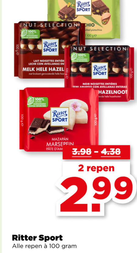 Ritter Sport   chocolade folder aanbieding bij  Plus - details