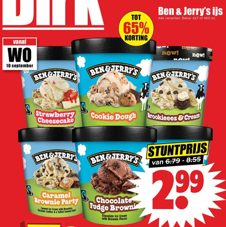 Ben and Jerrys   ijsspecialiteit folder aanbieding bij  Dirk - details