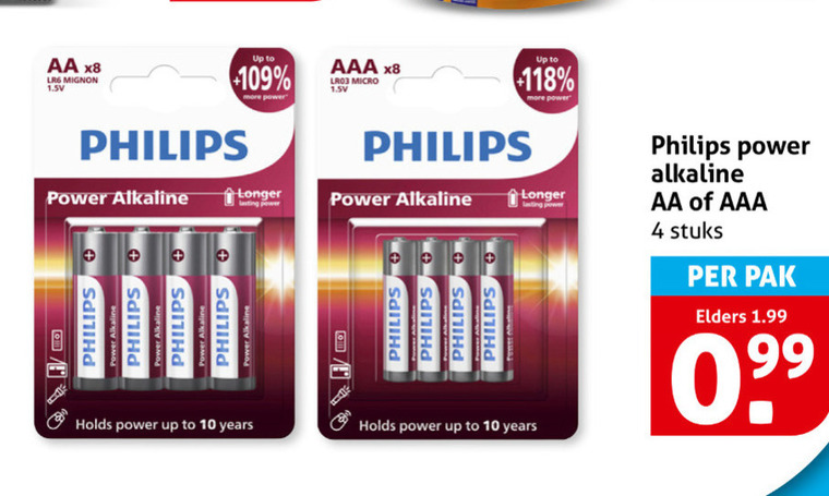 Philips   batterij folder aanbieding bij  Hoogvliet - details