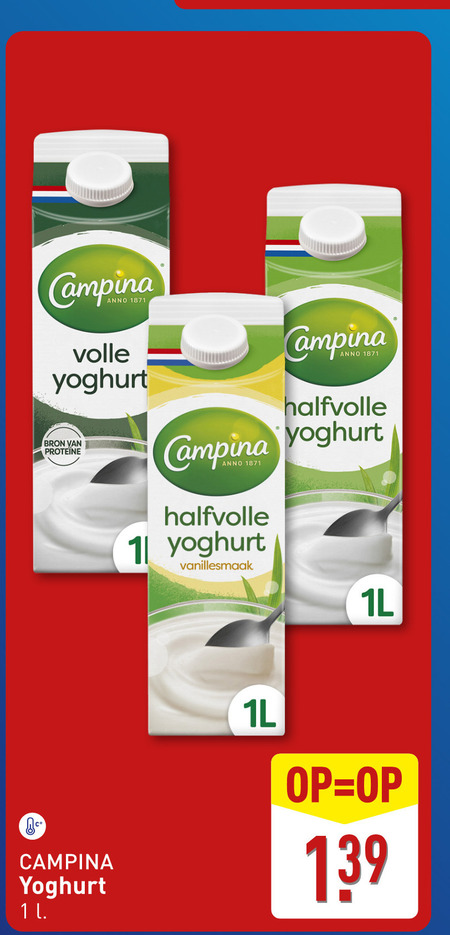 Campina   yoghurt folder aanbieding bij  Aldi - details