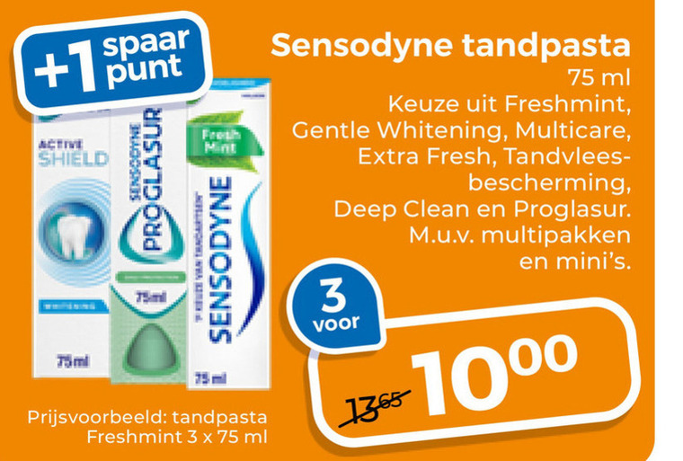 Sensodyne   tandpasta folder aanbieding bij  Trekpleister - details