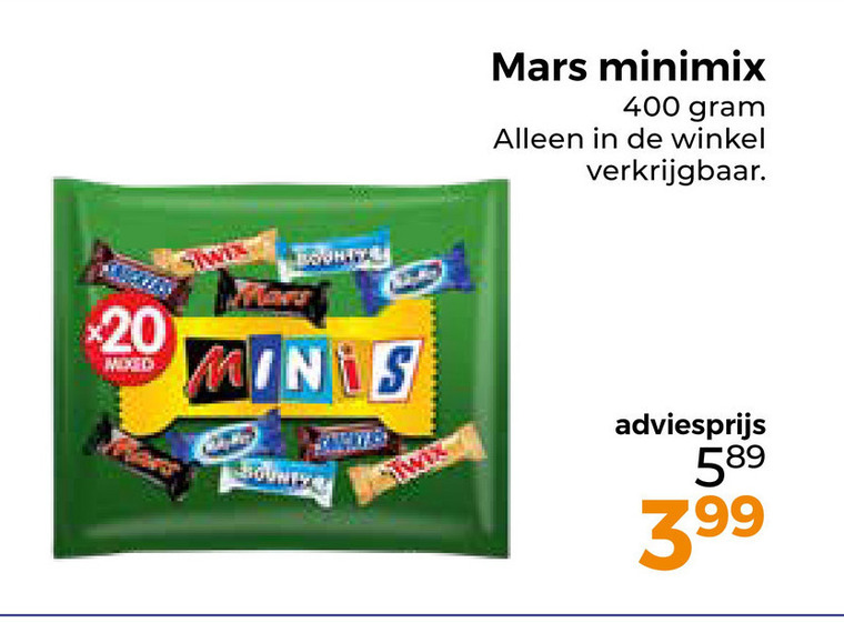 Mars   mini chocoladerepen folder aanbieding bij  Trekpleister - details