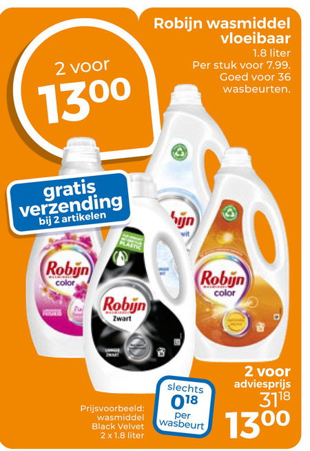 Robijn   wasmiddel folder aanbieding bij  Trekpleister - details