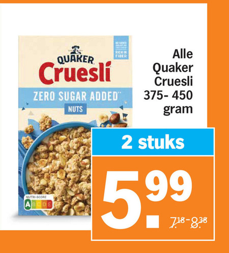 Quaker   cruesli folder aanbieding bij  Albert Heijn - details