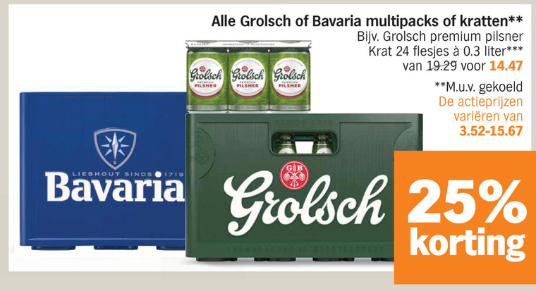Grolsch   krat bier, blikje bier folder aanbieding bij  Albert Heijn - details