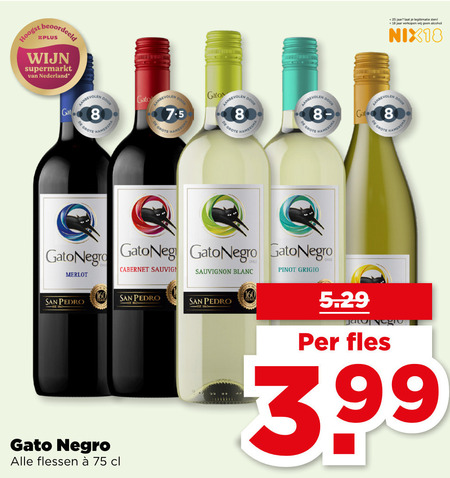 Gato Negro   rode wijn, witte wijn folder aanbieding bij  Plus - details