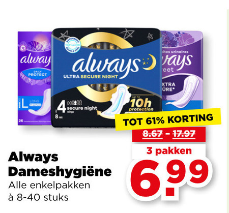 Always   inlegkruisjes, maandverband folder aanbieding bij  Plus - details