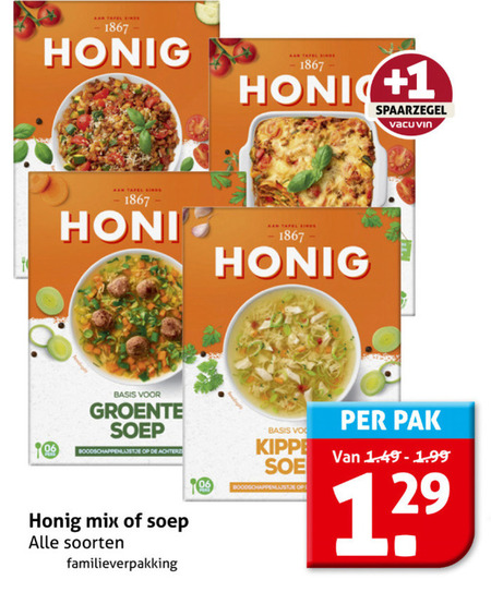 Honig   soep, maaltijdmix folder aanbieding bij  Hoogvliet - details