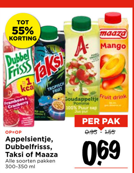 Dubbelfrisss   fruitdrank folder aanbieding bij  Vomar - details