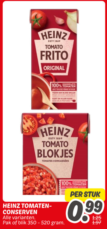 Heinz   tomatenblokjes, tomatenpuree folder aanbieding bij  Dekamarkt - details