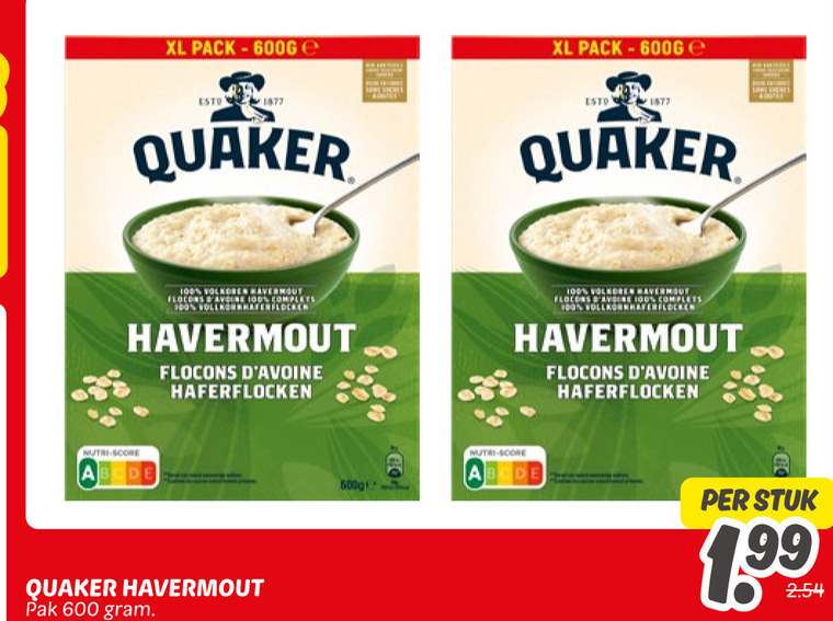 Quaker   havermout folder aanbieding bij  Dekamarkt - details