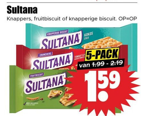 Sultana   fruitbiscuit folder aanbieding bij  Dirk - details