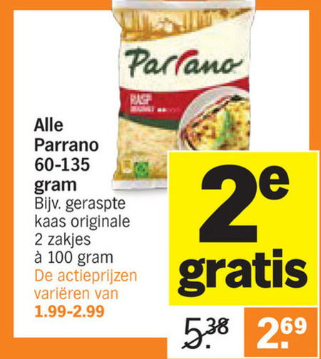 Parrano   geraspte kaas folder aanbieding bij  Albert&nbsp;Heijn - details