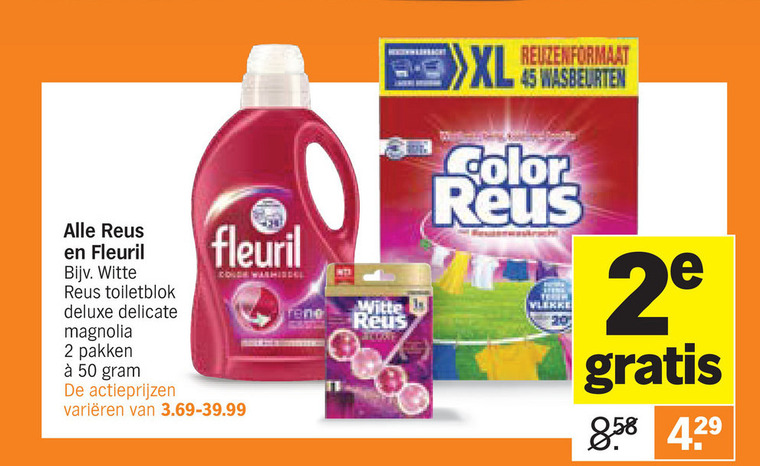 Witte Reus   toiletblok, wasmiddel folder aanbieding bij  Albert Heijn - details