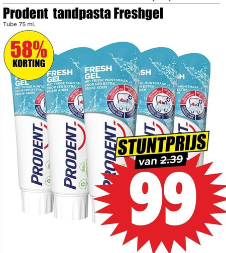 Prodent   tandpasta folder aanbieding bij  Dirk - details