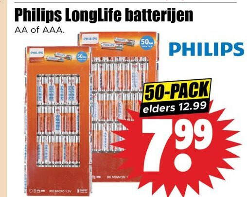 Philips   batterij folder aanbieding bij  Dirk - details