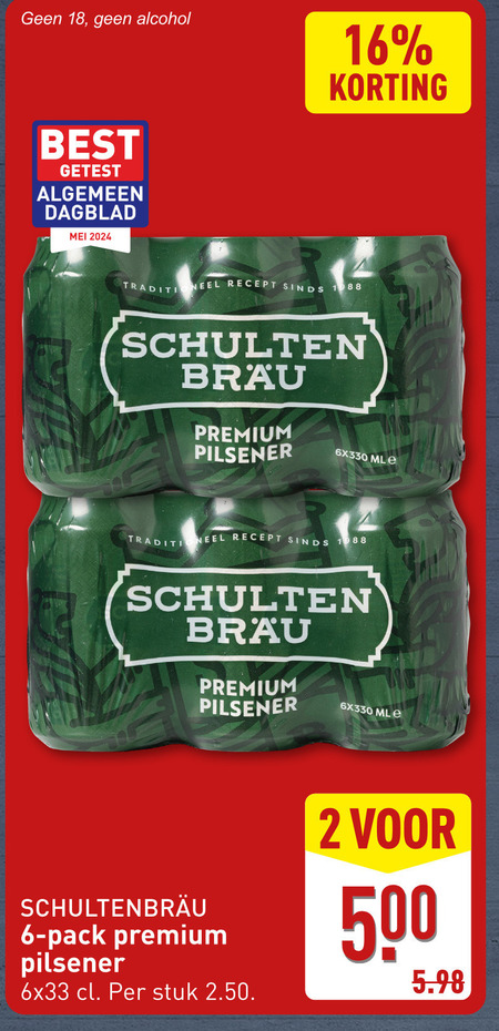 Schultenbrau   blikje bier folder aanbieding bij  Aldi - details