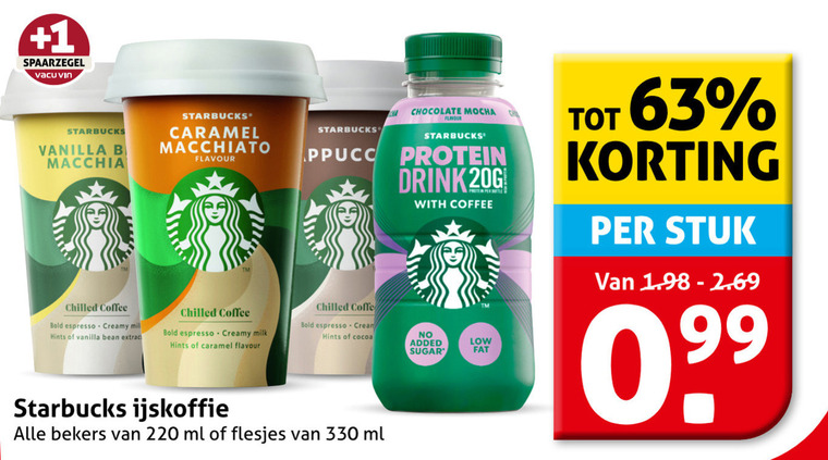 Starbucks   ijskoffie folder aanbieding bij  Hoogvliet - details
