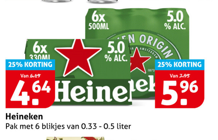 Heineken   blikje bier folder aanbieding bij  Hoogvliet - details