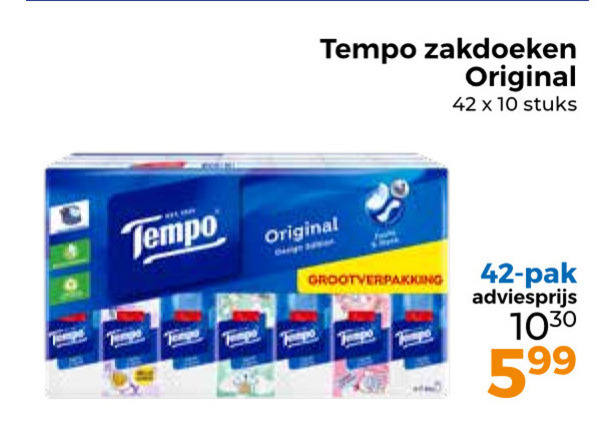 Tempo   zakdoek folder aanbieding bij  Trekpleister - details