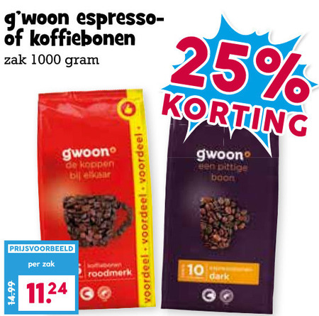 Gwoon   koffiebonen folder aanbieding bij  Boons Markt - details