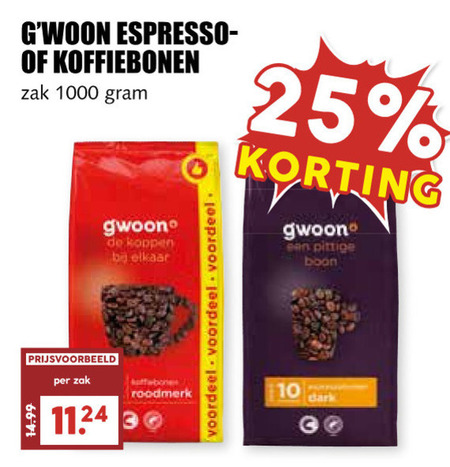 Gwoon   koffiebonen folder aanbieding bij  MCD&nbsp;Supermarkt&nbsp;Basis - details