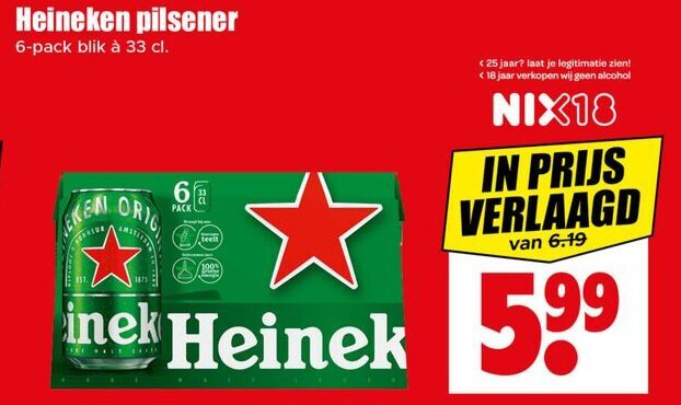 Heineken   blikje bier folder aanbieding bij  Dirk - details