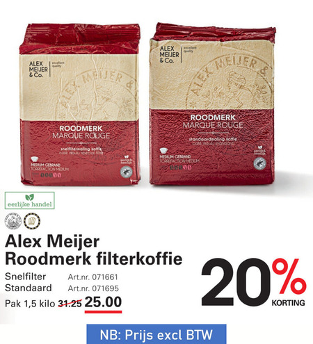 Alex Meijer   koffie folder aanbieding bij  Sligro - details