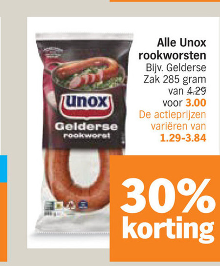 Unox   rookworst folder aanbieding bij  Albert Heijn - details