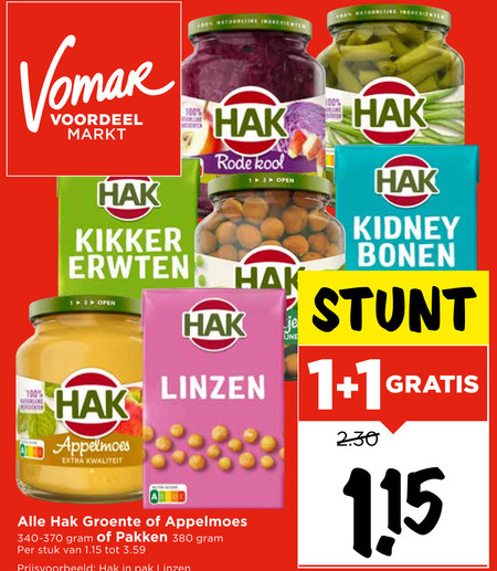 Hak   appelmoes, kikkererwten folder aanbieding bij  Vomar - details