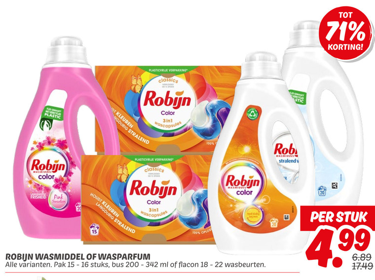 Robijn   wasmiddel folder aanbieding bij  Dekamarkt - details