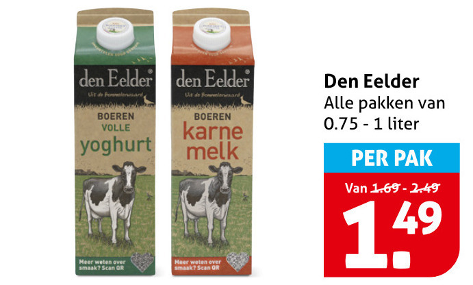 Den Eelder   karnemelk, yoghurt folder aanbieding bij  Hoogvliet - details