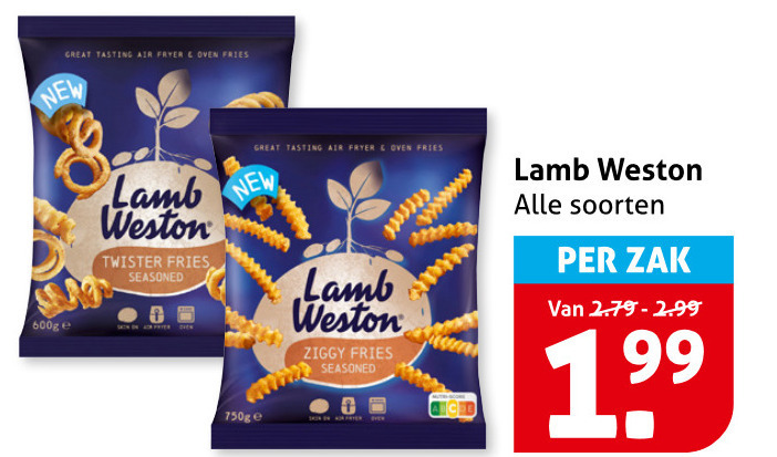 Lamb and Weston   patat folder aanbieding bij  Hoogvliet - details