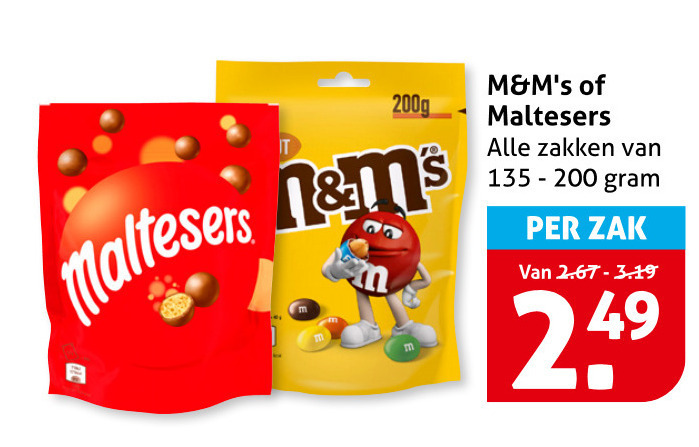 Maltesers   chocolade, chocoladepindas folder aanbieding bij  Hoogvliet - details