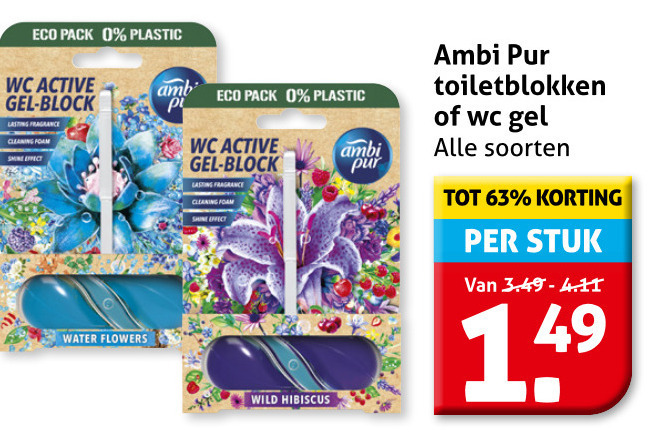 Ambi Pur   luchtverfrisser, toiletblok folder aanbieding bij  Hoogvliet - details