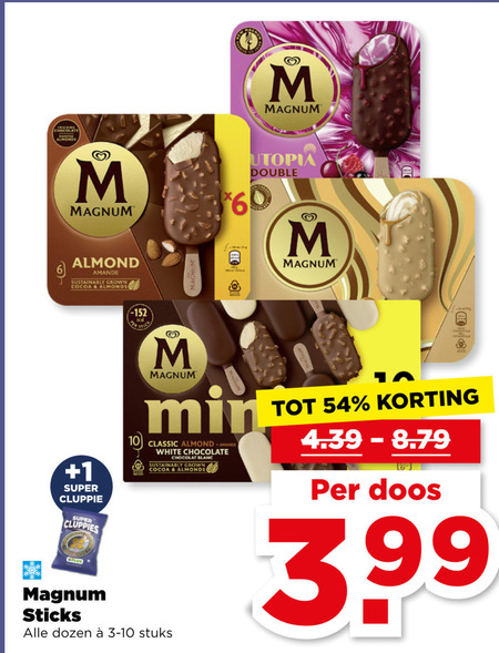 Magnum   ijslollies folder aanbieding bij  Plus - details