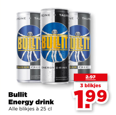 Bullit   energiedrank folder aanbieding bij  Plus - details