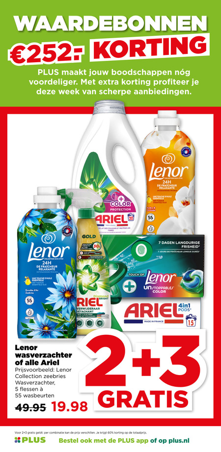 Lenor   wasverzachter folder aanbieding bij  Plus - details