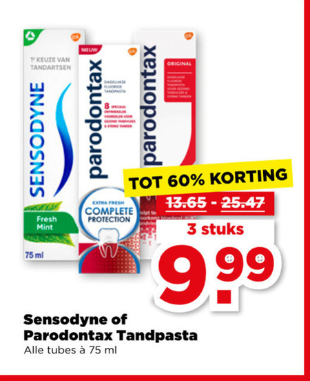 Sensodyne   tandpasta folder aanbieding bij  Plus - details