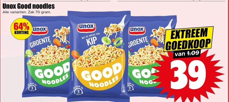 Unox   noodles folder aanbieding bij  Dirk - details
