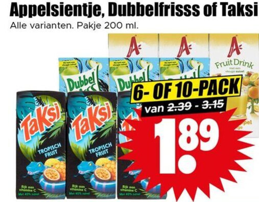 Dubbelfrisss   fruitdrank folder aanbieding bij  Dirk - details